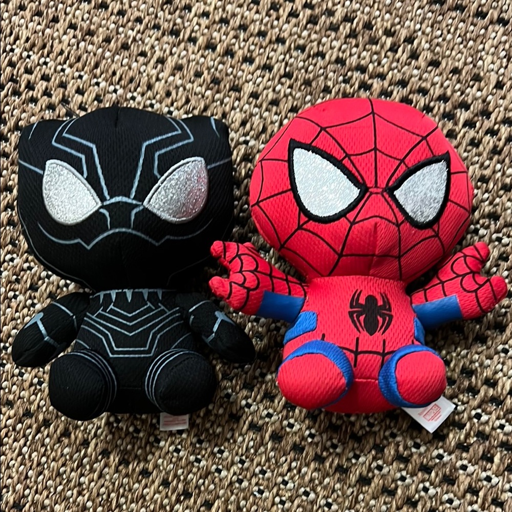 Black Panther and Spiderman Animals Plush Set